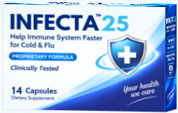 Infecta 25 Cold & Flu dietary supplement package, front view